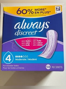 Always Discreet Pads - Purple and Blue Packaging